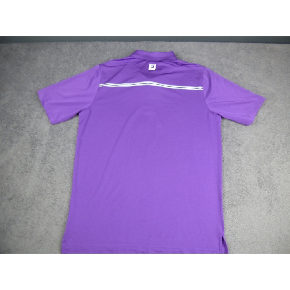 FootJoy Mens Athletic Fit Golf Polo Shirt Purple Striped Short Sleeve Large - Picture 6 of 8